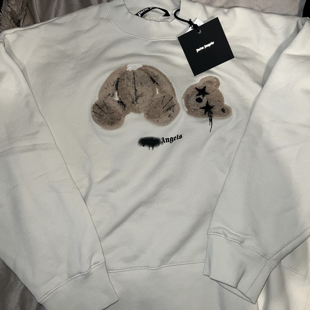 Palm Angels Bear Graffiti Crew Neck Sweater